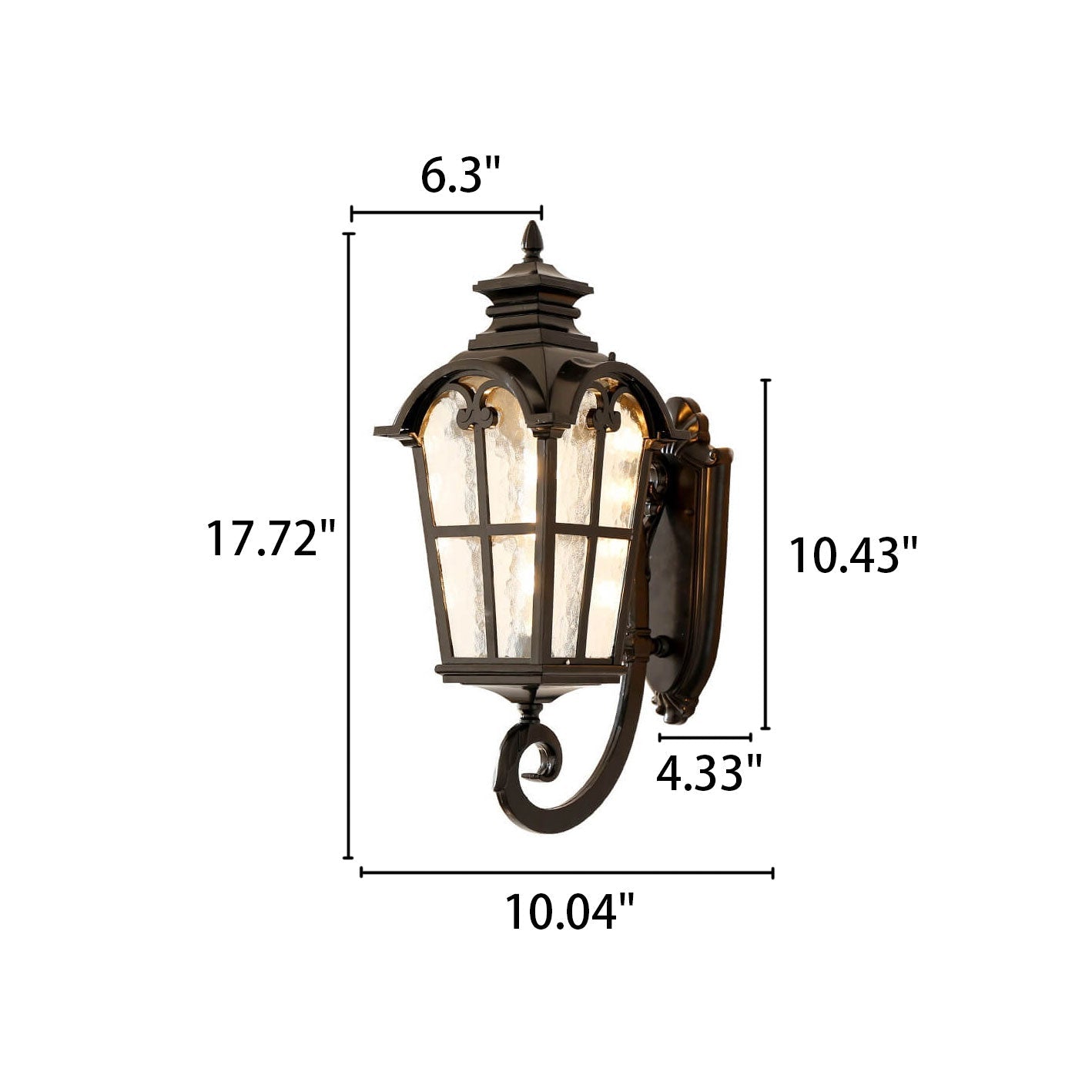 Europäische Retro-Glas-Aluminium-Laterne Außen wasserdicht 1-Licht-Wandleuchte Lampe | Brehn