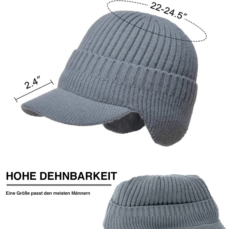 Brehn | Elastische warme Ohrenschutz-Strickmütze