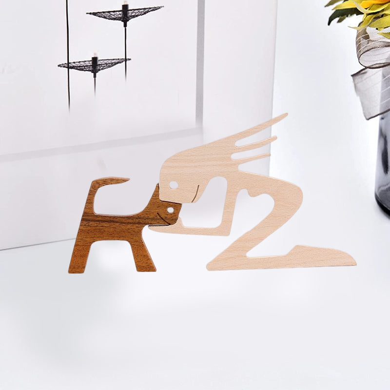 Brehn | Geschenk für Tierliebhaber - Holzskulptur Tisch Ornamente - Die Liebe zwischen Ihnen und Ihrem pelzigen Freund