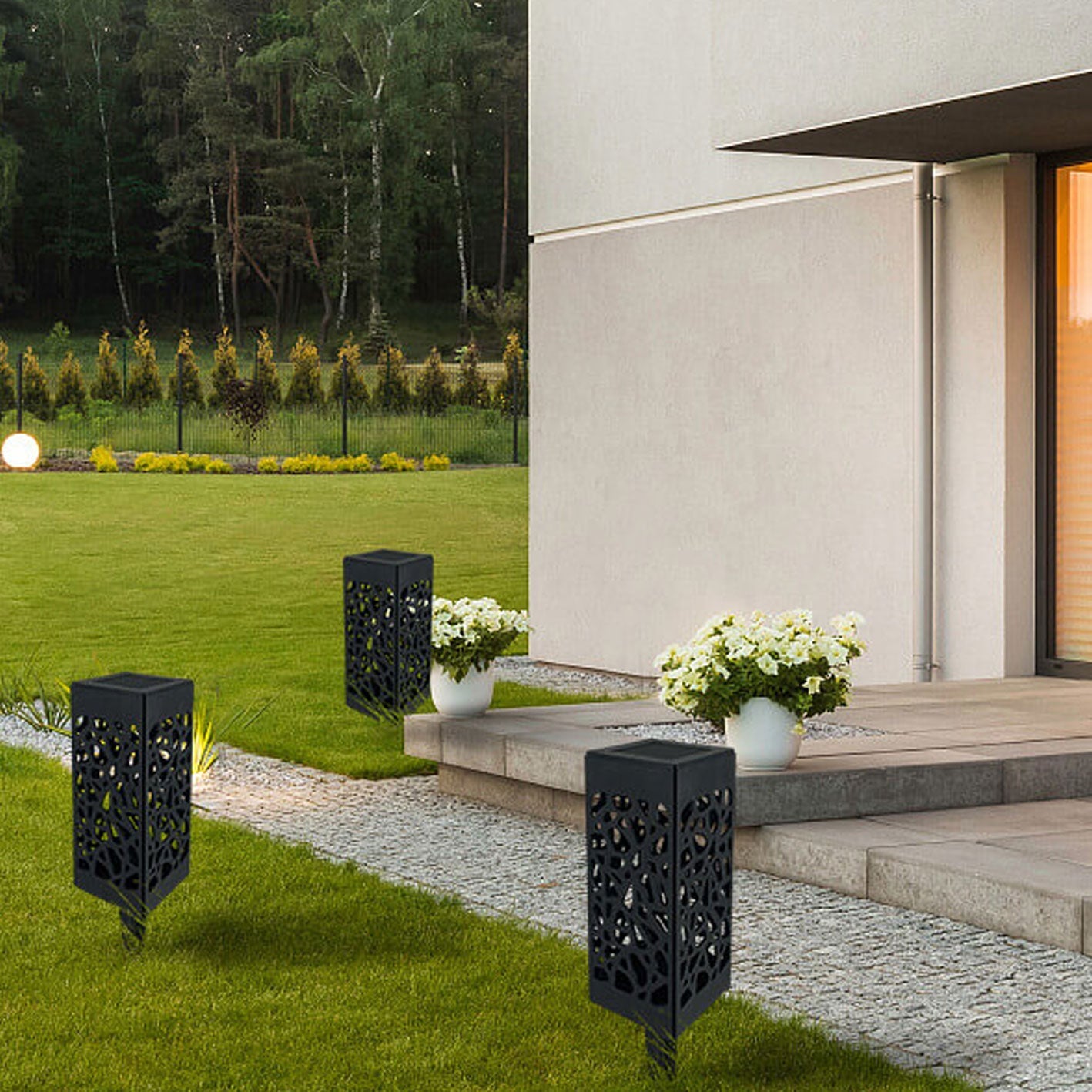 Kreatives Hohles Quadrat Säule LED Außen Rasen Boden Einsetzen Landschaft Licht | Brehn