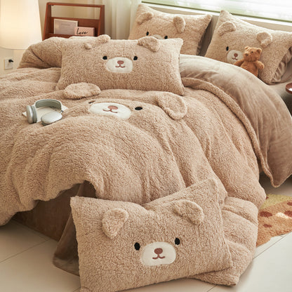Flauschiges Milchfaser-Fleece-Bettwäsche-Set, verspielt