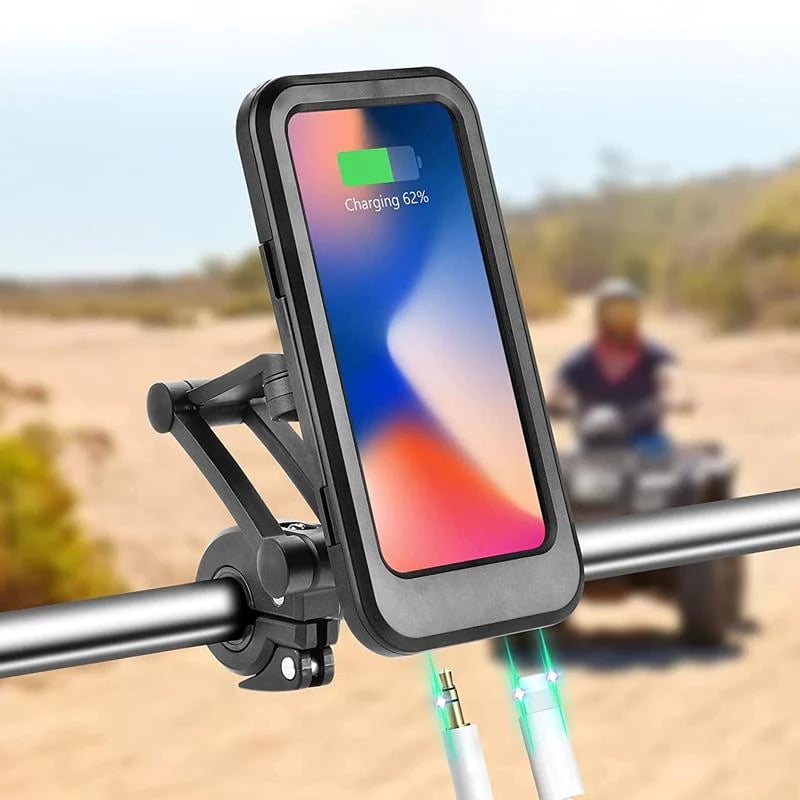 RideCharge Pro – Wasserdichter Handyhalter mit USB und 15W kabellosem Laden für Fahrrad und E-Bike | Brehn