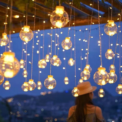 LED-Vorhang-Lichterkette mit Sternen und Monden