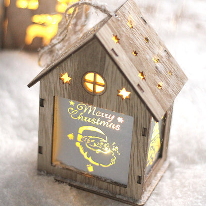 Beleuchtetes Holzhaus mit LED-Licht