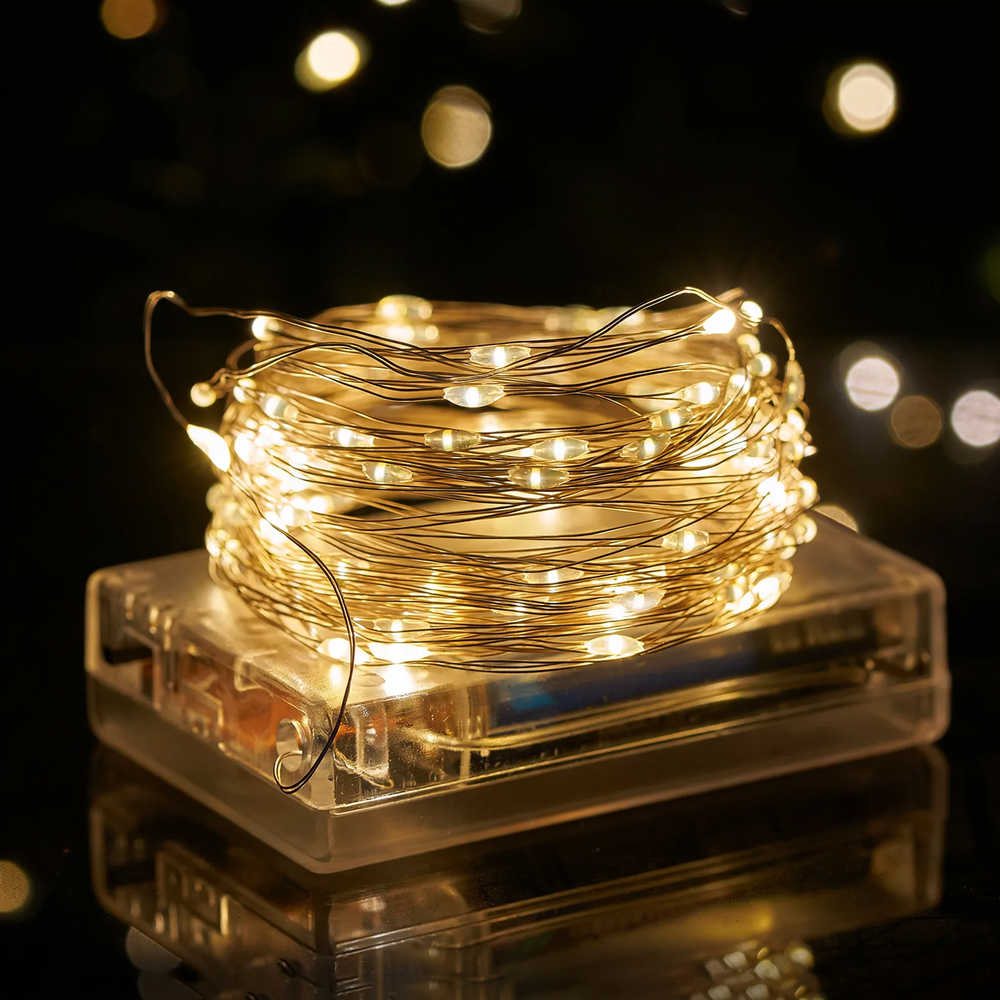 LED-Kupferdraht-Lichterkette mit Batteriebox