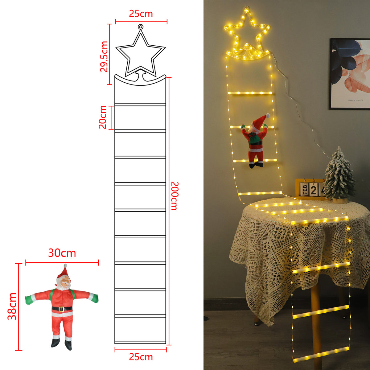 LED-Sternen-Lichterkette, Leiter-Design