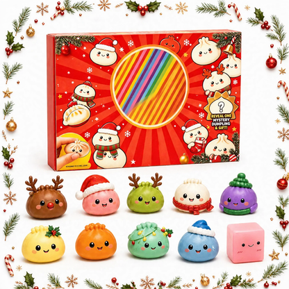 Weihnachts-Adventskalender mit 24 Quetschfiguren