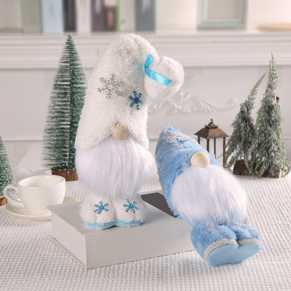 Stehende Weihnachts-Wichtelfigur mit Schneeflocken-Design
