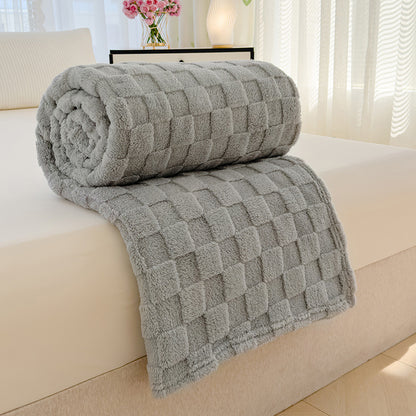 Jacquard-Korallenfleece-Decke mit Schachbrettmuster