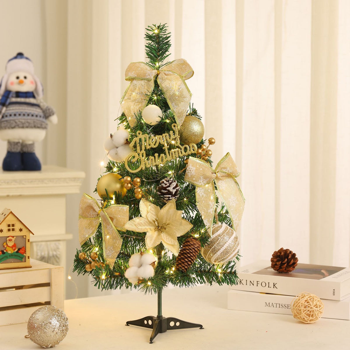 Mini-Weihnachtsbaum, PVC, 60 cm, mit Beleuchtung