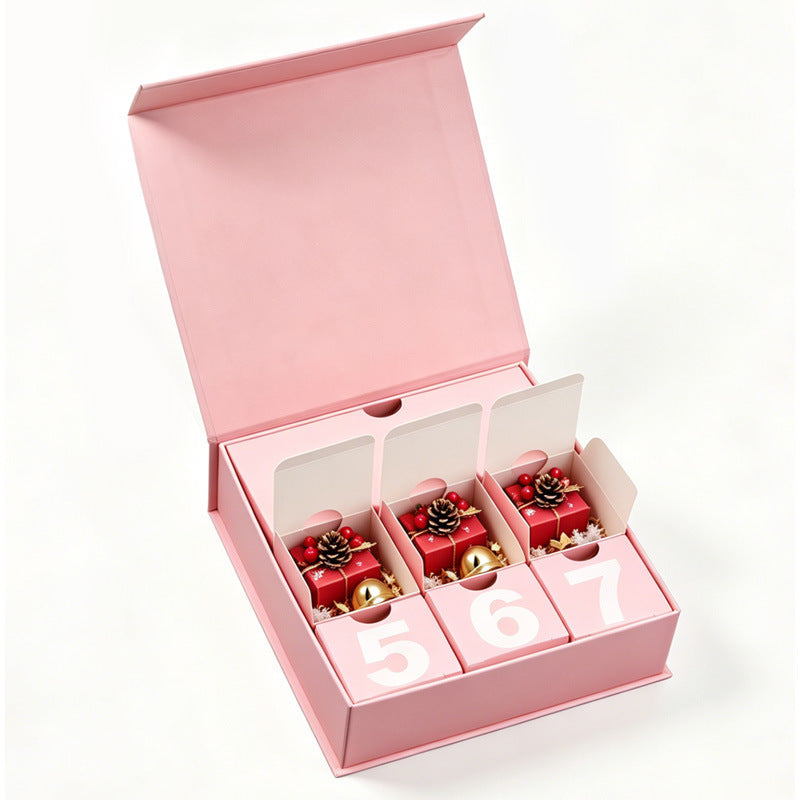 Weihnachts-Adventskalender Geschenkbox, 16,5x16,5x5cm