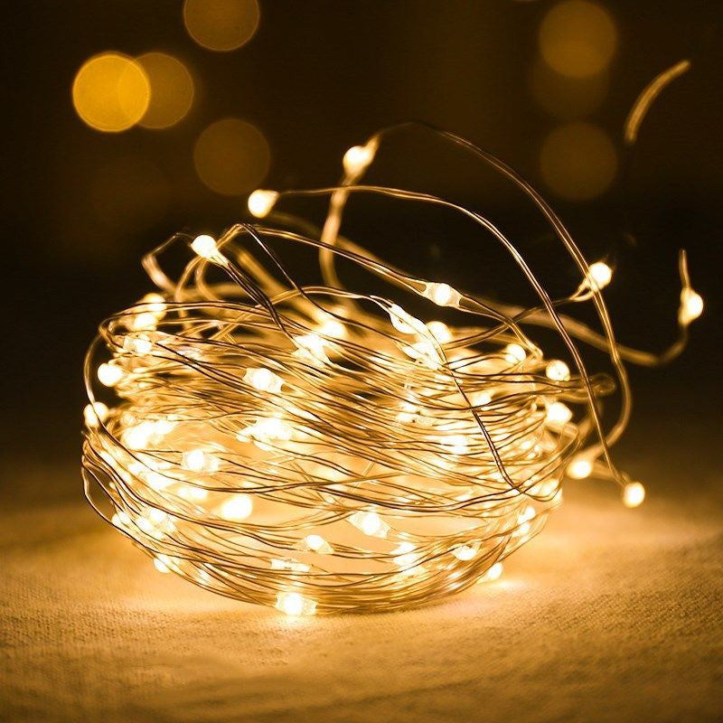 LED-Kupferdraht-Lichterkette mit Knopfzellen-Batterie