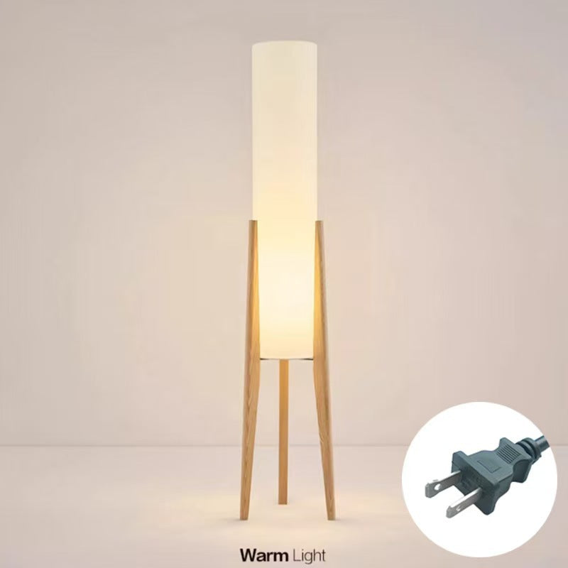 Vintage LED-Stehleuchte mit Holzgestell