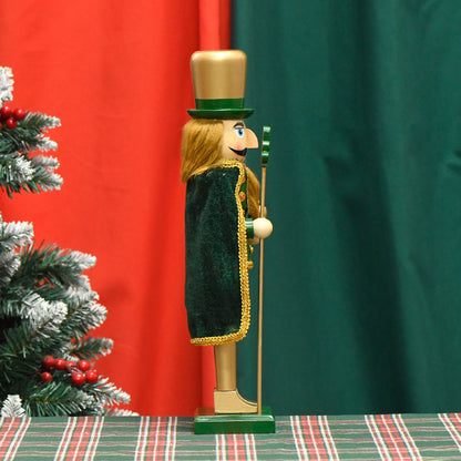 Nussknacker-Figur, 38 cm, Gold-Grün, Irisches Design