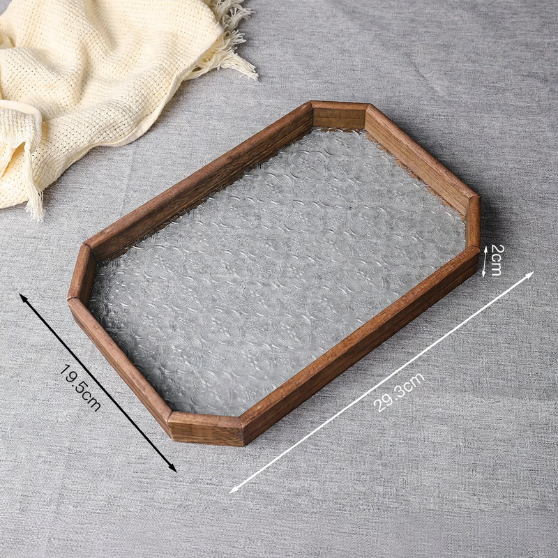 Holz-Glastablett mit Hawthorn-Muster, europäisch