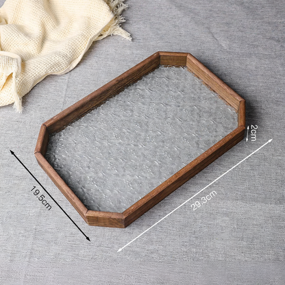 Holz-Glastablett mit Hawthorn-Muster, europäisch