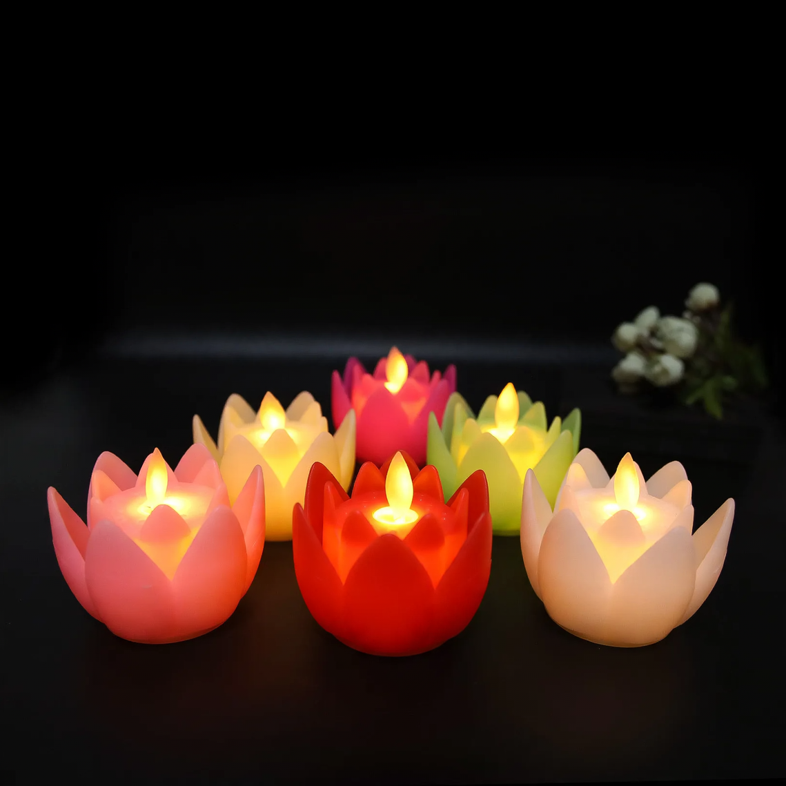 LED-Lotoskerze als Dekoration