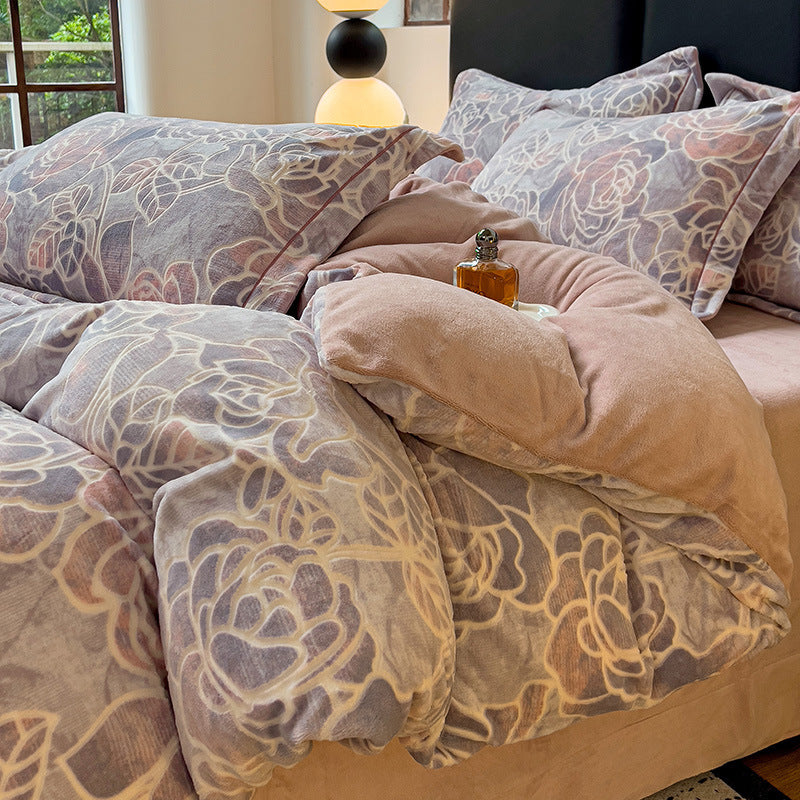 Milchfaser-Fleece Bettwäsche-Set mit 6D-Prägung