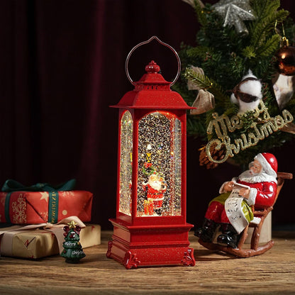 Dekorative Weihnachts-Laterne mit Schneeeffekt und Licht