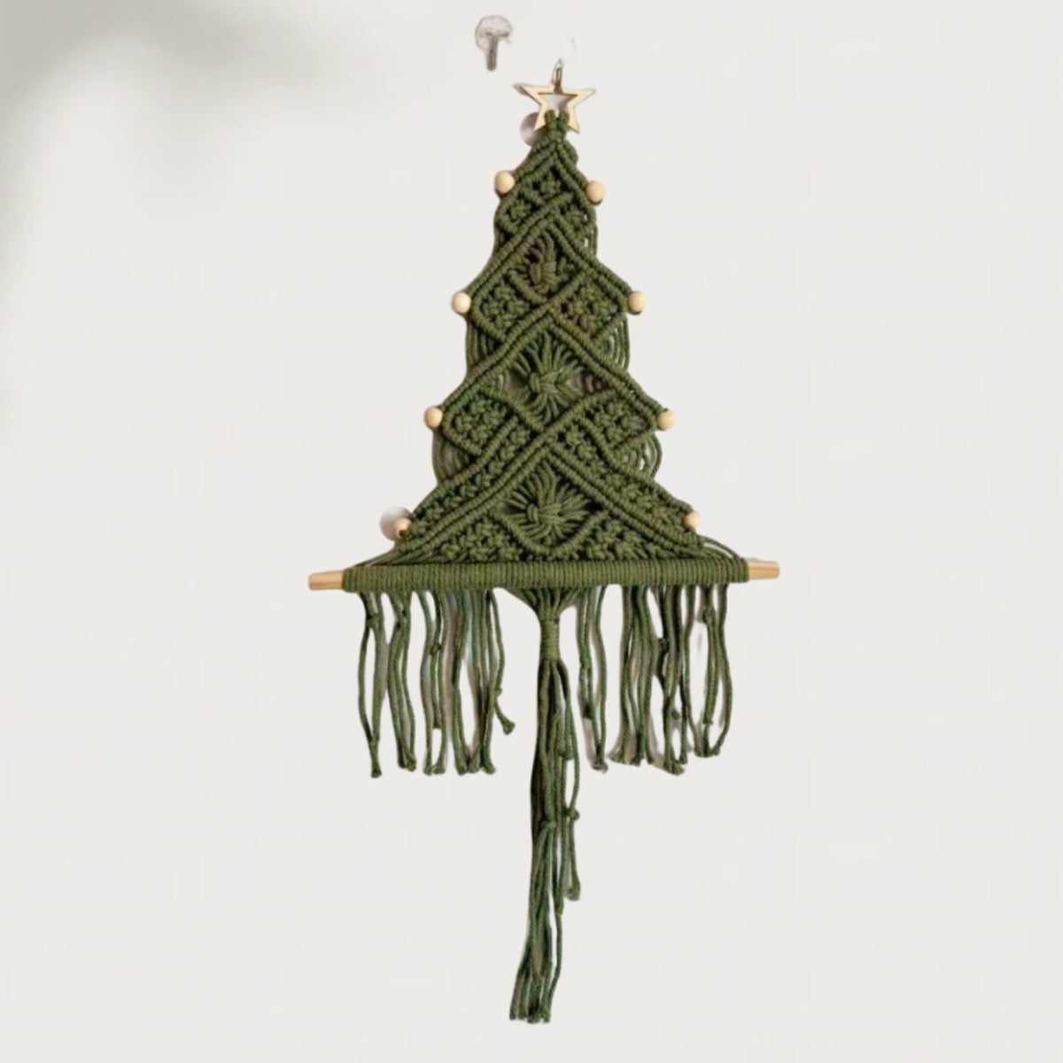 Handgefertir Weihnachtsbaum-Wandbehang aus Baumwollseil