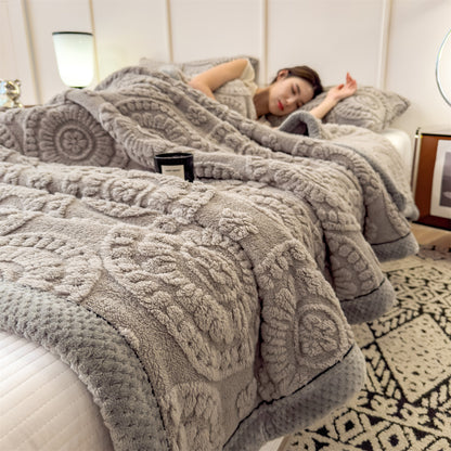 Weiche Korallenfleece-Decke mit Blumenmuster