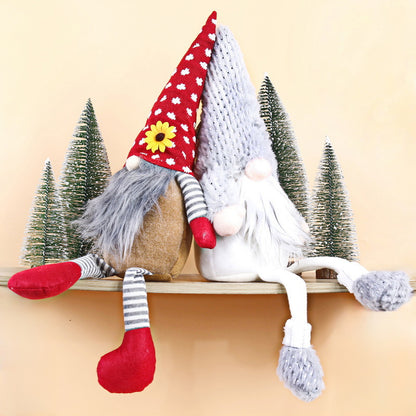 Weihnachts-Wichtelfigur mit langen Beinen, sitzend