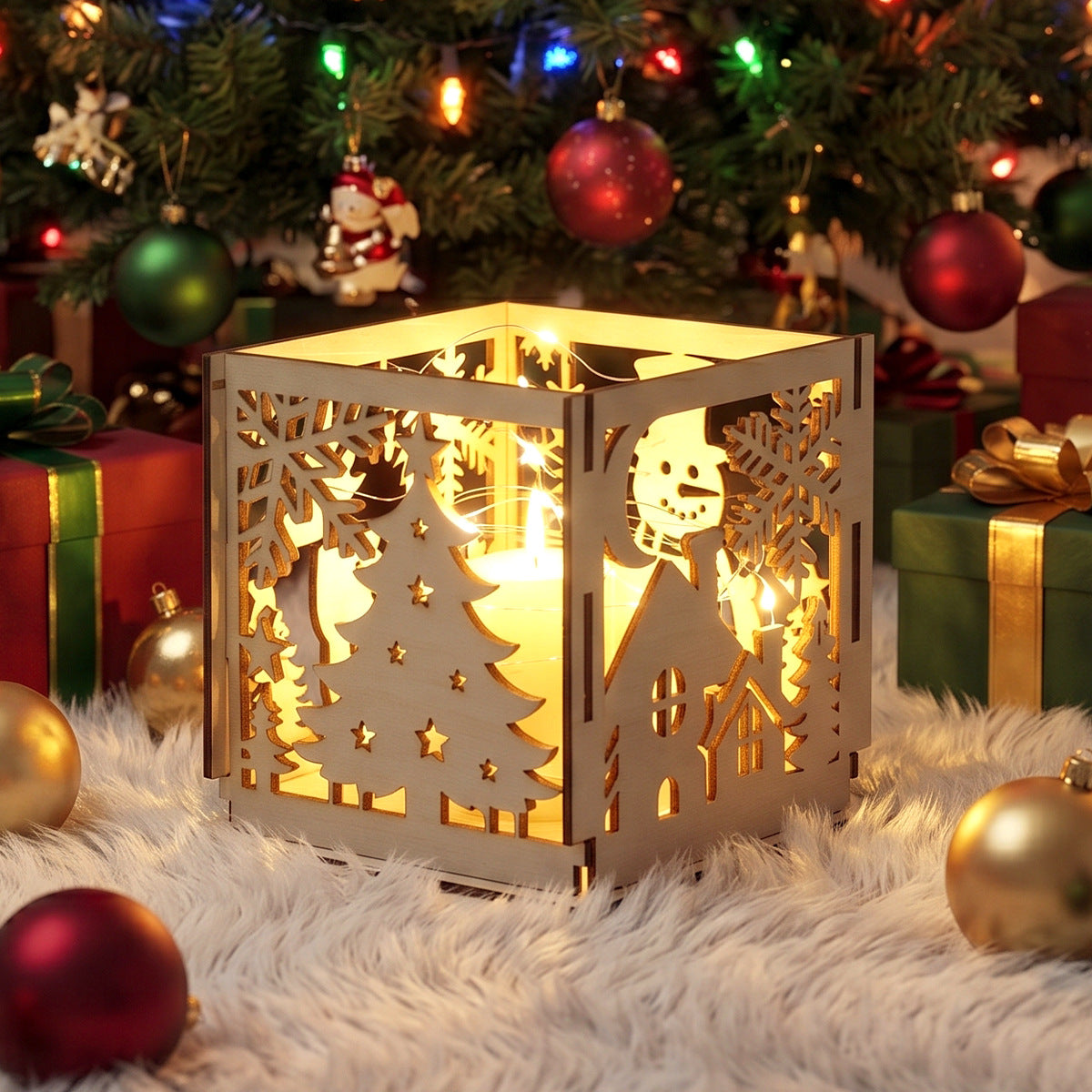 Weihnachtliche Holz-Lampenschirm-Dekoration