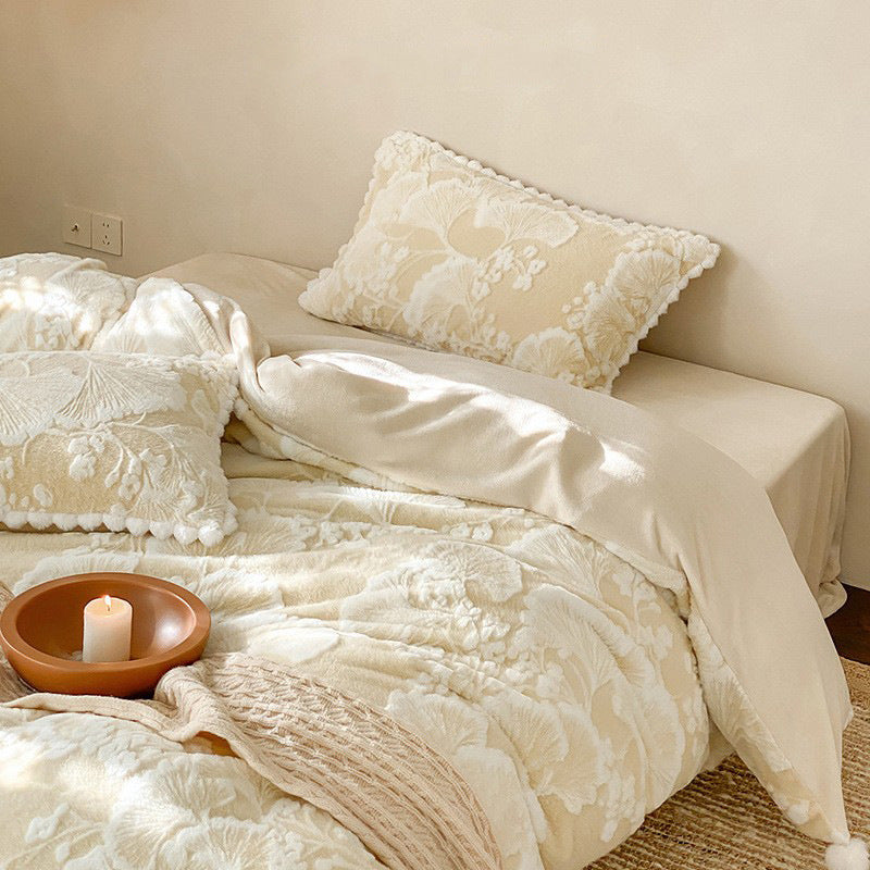 Milchfaser-Fleece Bettwäsche-Set, doppelseitig, winterwarm