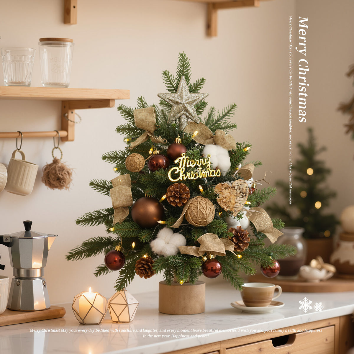 Mini-Weihnachtsbaum-Set mit Schnee-Effekt