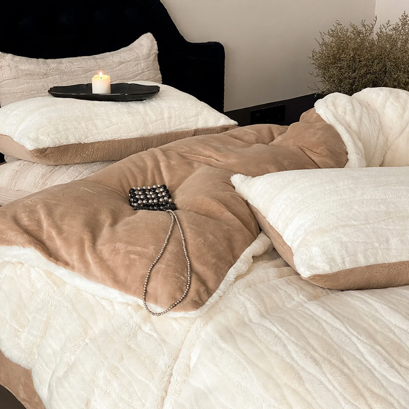Luxuriöses Milchfaser-Fleece Bettwäsche-Set, einfarbig