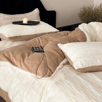 Luxuriöses Milchfaser-Fleece Bettwäsche-Set, einfarbig