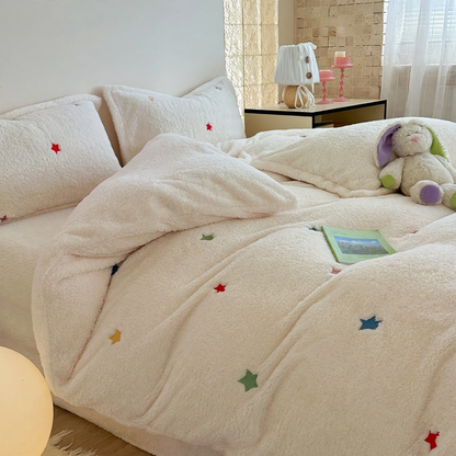 Gestepptes Milchfaser-Fleece Bettwäsche-Set für den Winter