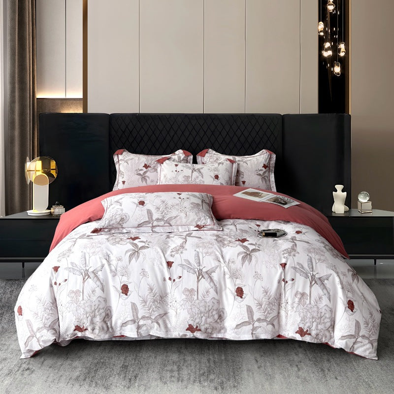 Baumwoll-Bettwäsche-Set, floral, minimalistisch