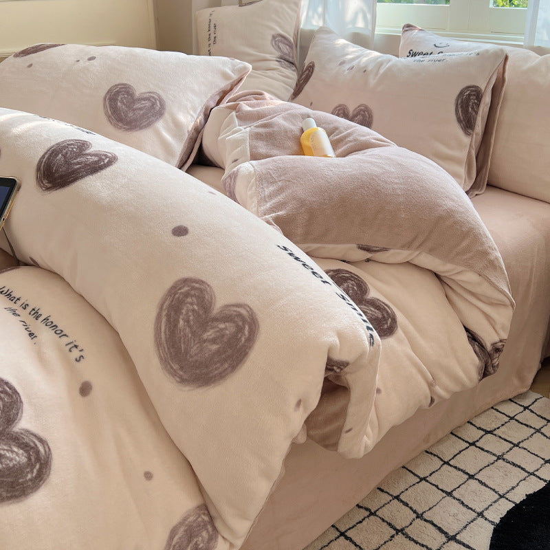 Milchfaser-Fleece Bettwäsche-Set, winterwarm