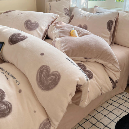 Milchfaser-Fleece Bettwäsche-Set, winterwarm