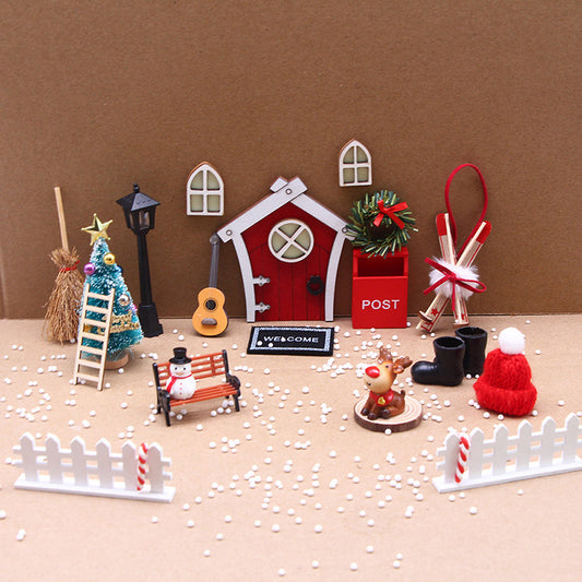 Leuchtendes Elfen-Tür-Set für Miniatur-Weihnachtsszenen
