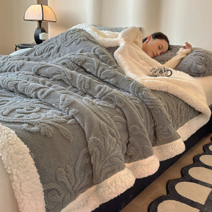 Jacquard-Wohndecke mit Lammfleece