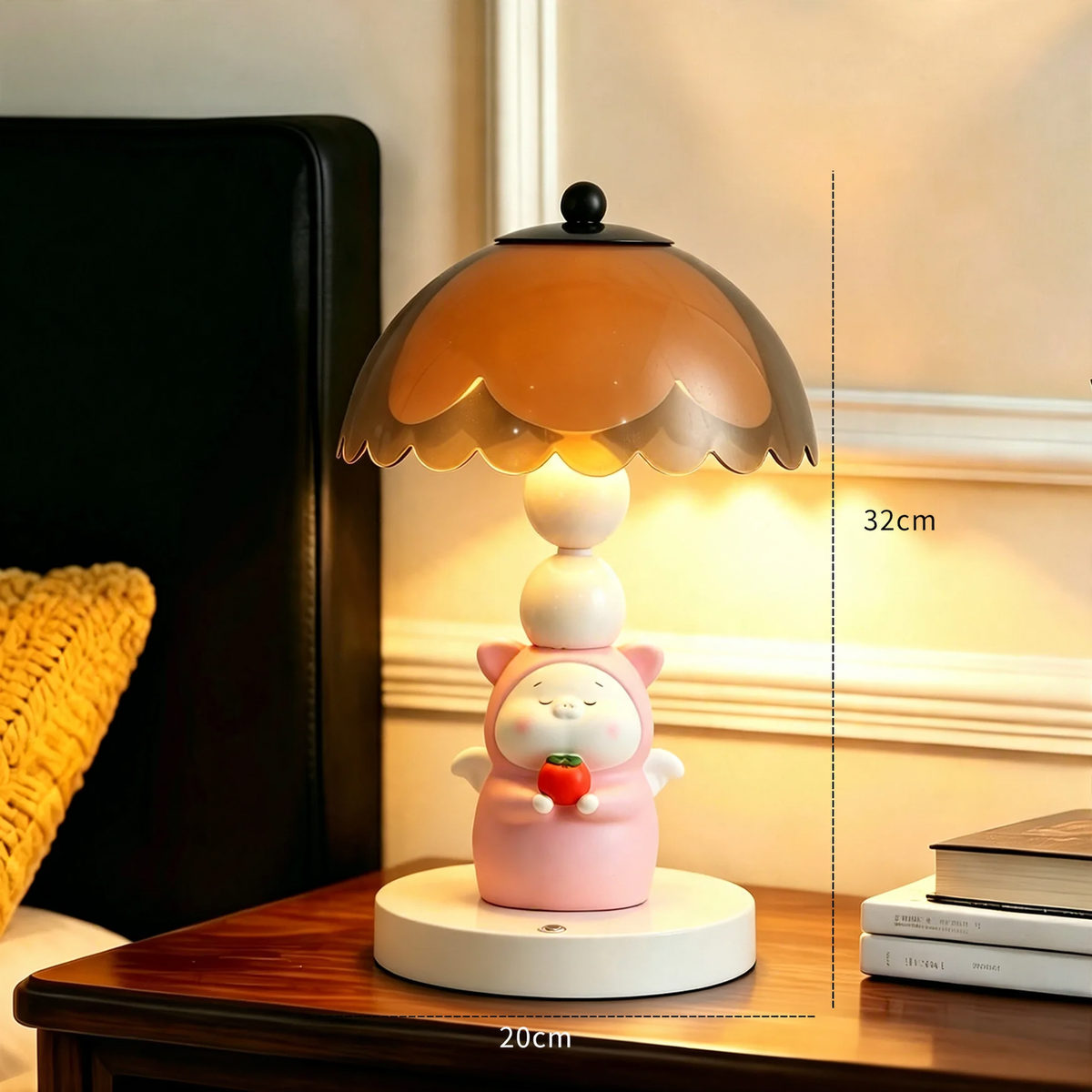 Engel-Schweinchen-Tischlampe