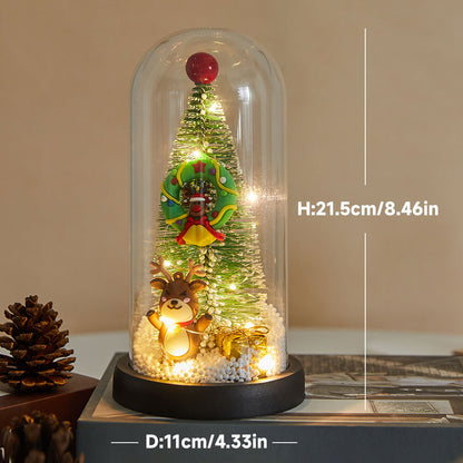 Mini-Weihnachtsbaum in Acryl-Glocke, beleuchtet, 13,5-21,5 cm