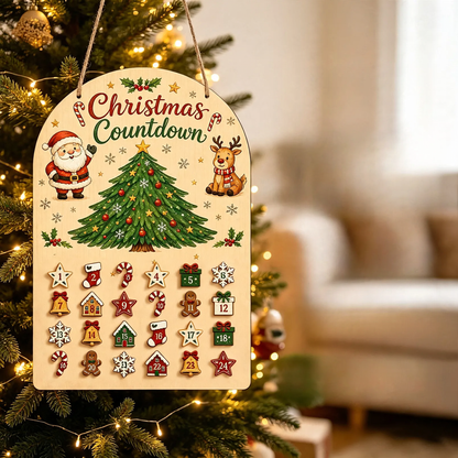 Holz-Adventskalender zum Aufhängen mit 24 Elementen
