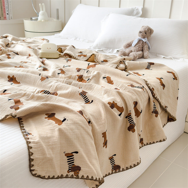 Leichte Sommerdecke aus reiner Baumwolle, Crinkle-Optik
