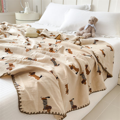 Leichte Sommerdecke aus reiner Baumwolle, Crinkle-Optik