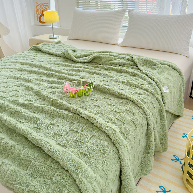 Jacquard-Korallenfleece-Decke mit Schachbrettmuster