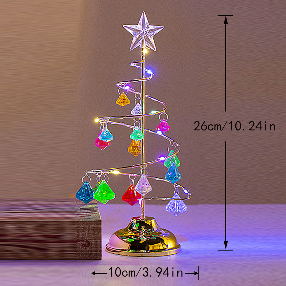 Dekorative LED-Weihnachtsbaum-Tischleuchte aus Metall und Acryl
