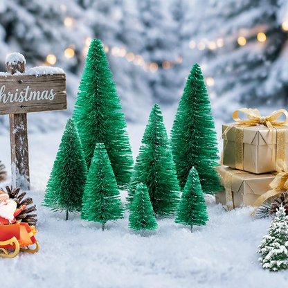 Mini-Weihnachtsbaum-Dekoration aus Sisal, beschneit