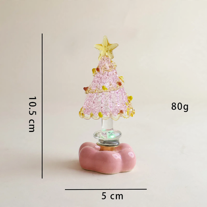 Dekorative, rotierende LED-Weihnachtsbaum-Figur aus Glas