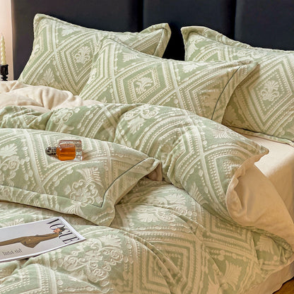 Milchfaser-Fleece Bettwäsche-Set mit 6D-Prägung