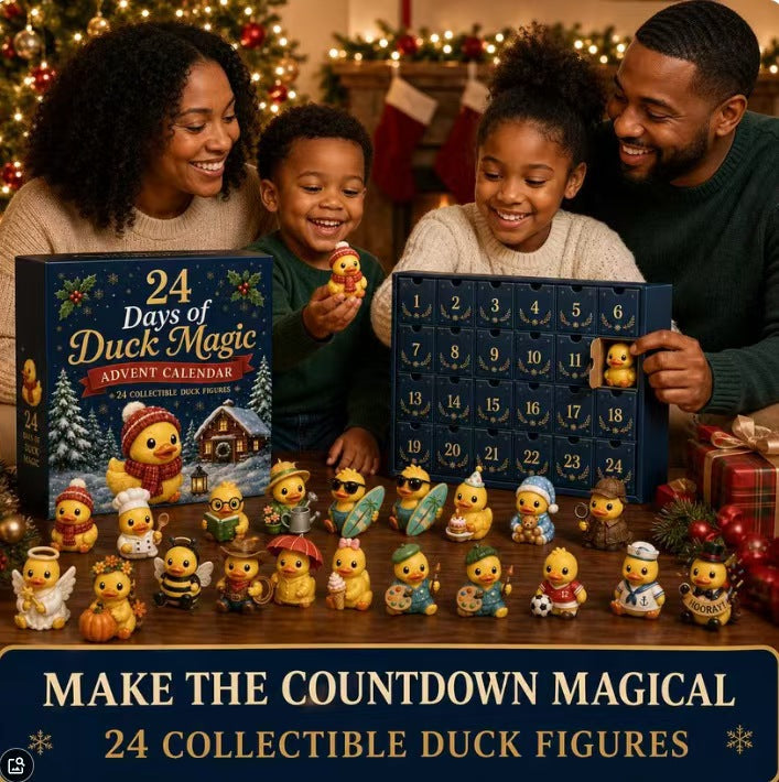 Weihnachts-Adventskalender mit 24 Enten-Figuren
