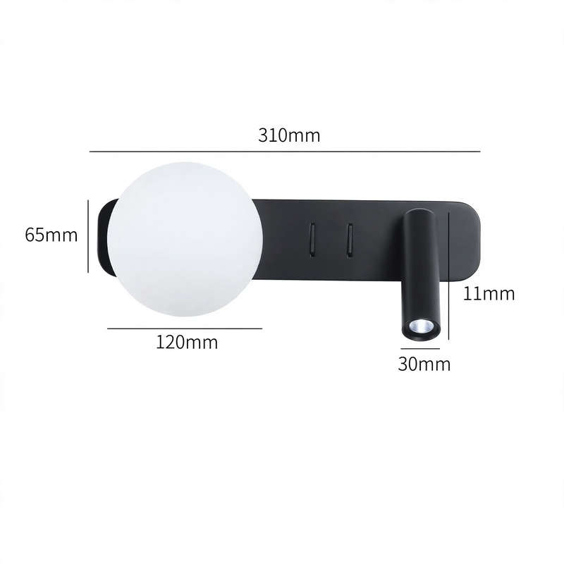 Wandleuchte mit zwei Lichtquellen für das Schlafzimmer
