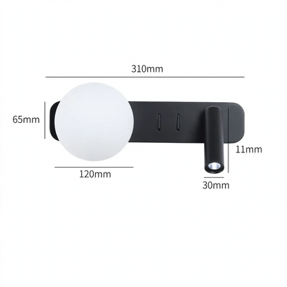 Wandleuchte mit zwei Lichtquellen für das Schlafzimmer